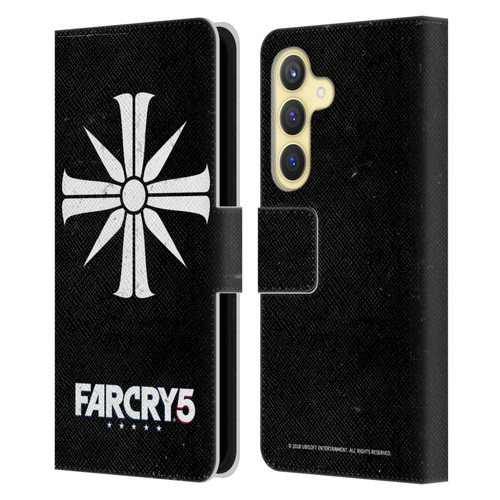 Far Cry 5 Key Art And Logo Distressed Look Cult Emblem Leather Book Wallet Case Cover For Samsung Galaxy S24 5G