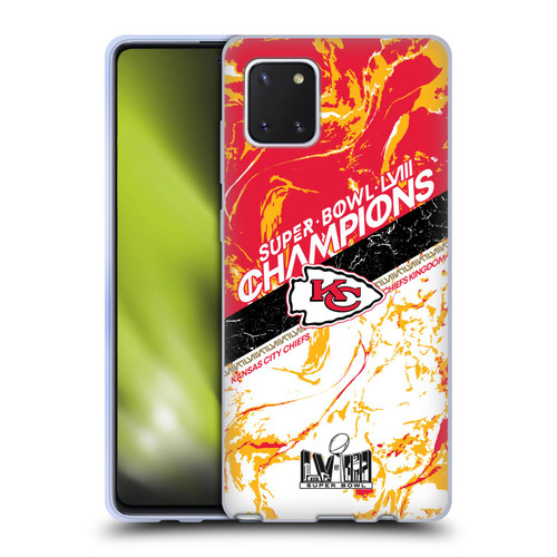 NFL 2024 Super Bowl LVIII Champions Kansas City Chiefs Marble Soft Gel Case for Samsung Galaxy Note10 Lite