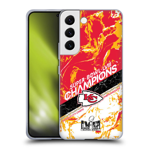 NFL 2024 Super Bowl LVIII Champions Kansas City Chiefs Marble Soft Gel Case for Samsung Galaxy S22 5G