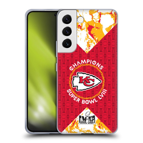 NFL 2024 Super Bowl LVIII Champions Kansas City Chiefs Patterns Soft Gel Case for Samsung Galaxy S22 5G