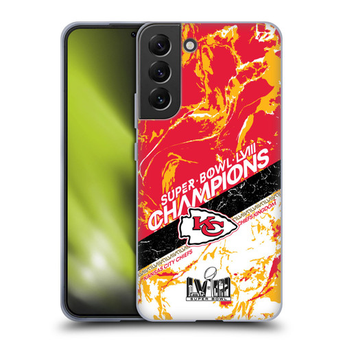 NFL 2024 Super Bowl LVIII Champions Kansas City Chiefs Marble Soft Gel Case for Samsung Galaxy S22+ 5G