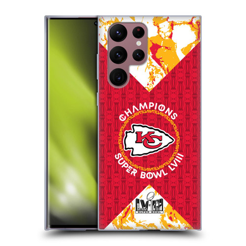 NFL 2024 Super Bowl LVIII Champions Kansas City Chiefs Patterns Soft Gel Case for Samsung Galaxy S22 Ultra 5G