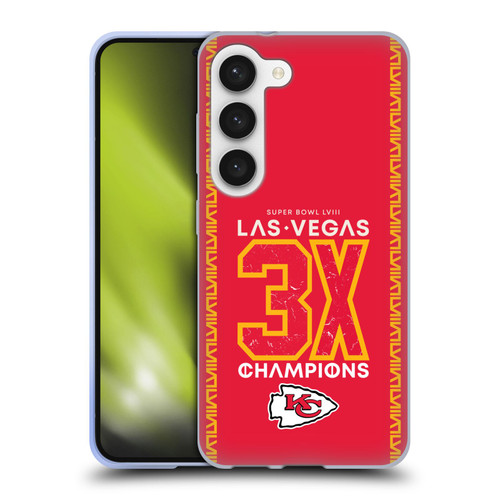 NFL 2024 Super Bowl LVIII Champions Kansas City Chiefs 3x Champ Soft Gel Case for Samsung Galaxy S23 5G