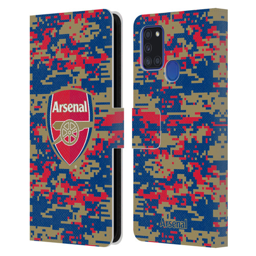 Arsenal FC Crest Patterns Digital Camouflage Leather Book Wallet Case Cover For Samsung Galaxy A21s (2020)