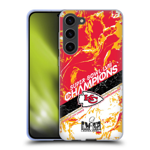 NFL 2024 Super Bowl LVIII Champions Kansas City Chiefs Marble Soft Gel Case for Samsung Galaxy S23+ 5G