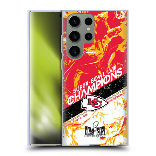 NFL 2024 Super Bowl LVIII Champions Kansas City Chiefs Marble Soft Gel Case for Samsung Galaxy S23 Ultra 5G