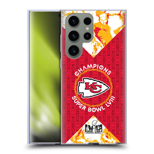 NFL 2024 Super Bowl LVIII Champions Kansas City Chiefs Patterns Soft Gel Case for Samsung Galaxy S23 Ultra 5G