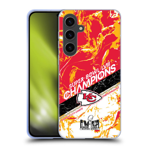 NFL 2024 Super Bowl LVIII Champions Kansas City Chiefs Marble Soft Gel Case for Samsung Galaxy S24+ 5G