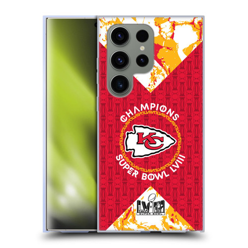 NFL 2024 Super Bowl LVIII Champions Kansas City Chiefs Patterns Soft Gel Case for Samsung Galaxy S24 Ultra 5G