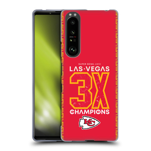 NFL 2024 Super Bowl LVIII Champions Kansas City Chiefs 3x Champ Soft Gel Case for Sony Xperia 1 III