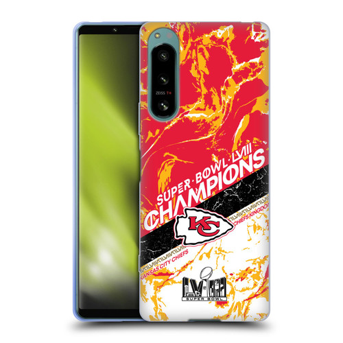 NFL 2024 Super Bowl LVIII Champions Kansas City Chiefs Marble Soft Gel Case for Sony Xperia 5 IV