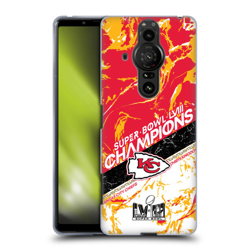 NFL 2024 Super Bowl LVIII Champions Kansas City Chiefs Marble Soft Gel Case for Sony Xperia Pro-I