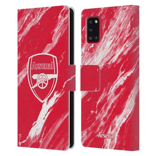 Arsenal FC Crest Patterns Red Marble Leather Book Wallet Case Cover For Samsung Galaxy A31 (2020)