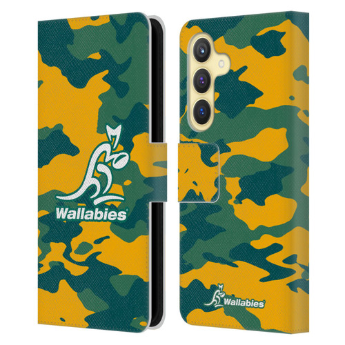 Australia National Rugby Union Team Crest Camouflage Leather Book Wallet Case Cover For Samsung Galaxy S24 5G