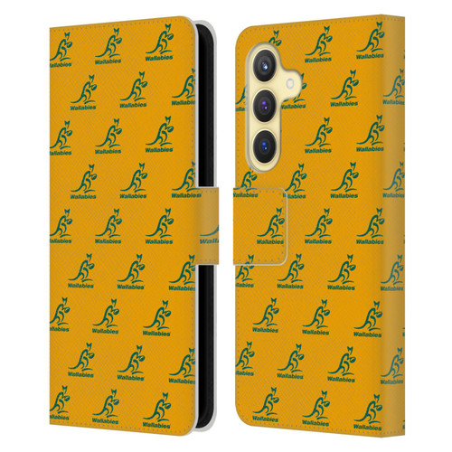 Australia National Rugby Union Team Crest Pattern Leather Book Wallet Case Cover For Samsung Galaxy S24 5G