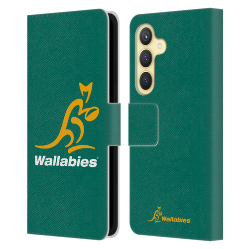 Australia National Rugby Union Team Crest Plain Green Leather Book Wallet Case Cover For Samsung Galaxy S24 5G