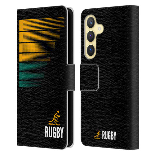 Australia National Rugby Union Team Crest Rugby Green Yellow Leather Book Wallet Case Cover For Samsung Galaxy S24 5G