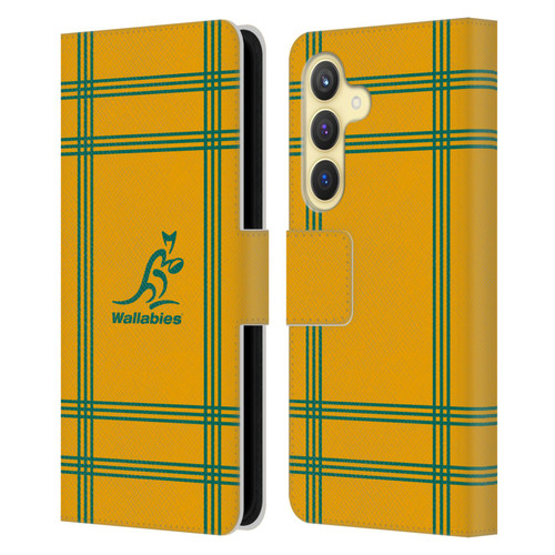 Australia National Rugby Union Team Crest Tartan Leather Book Wallet Case Cover For Samsung Galaxy S24 5G