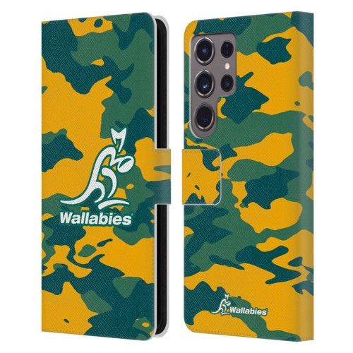 Australia National Rugby Union Team Crest Camouflage Leather Book Wallet Case Cover For Samsung Galaxy S24 Ultra 5G
