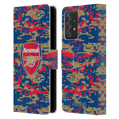 Arsenal FC Crest Patterns Digital Camouflage Leather Book Wallet Case Cover For Samsung Galaxy A52 / A52s / 5G (2021)