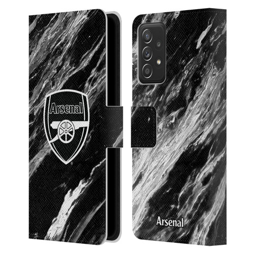 Arsenal FC Crest Patterns Marble Leather Book Wallet Case Cover For Samsung Galaxy A52 / A52s / 5G (2021)