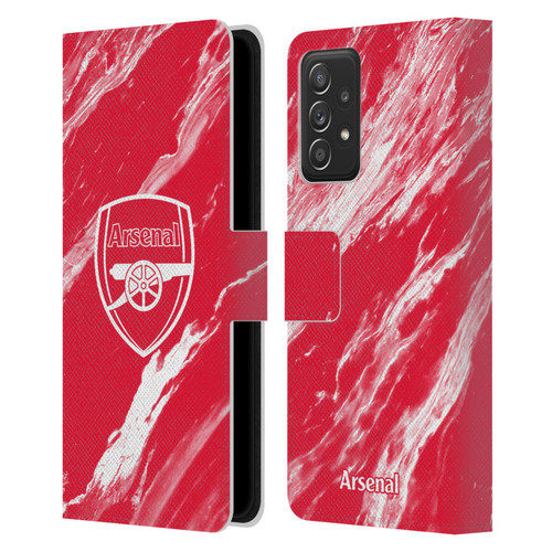 Arsenal FC Crest Patterns Red Marble Leather Book Wallet Case Cover For Samsung Galaxy A52 / A52s / 5G (2021)