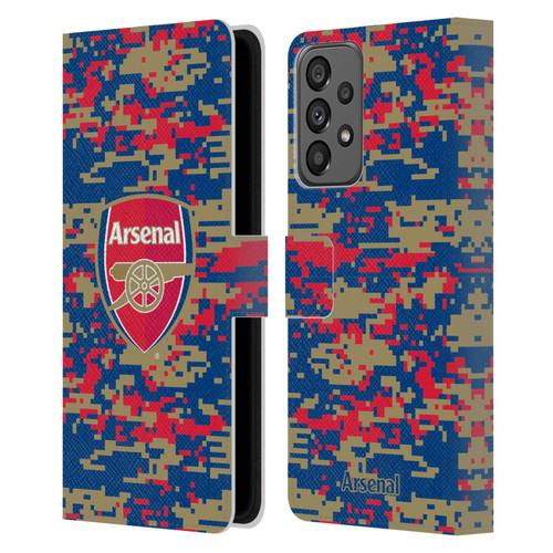 Arsenal FC Crest Patterns Digital Camouflage Leather Book Wallet Case Cover For Samsung Galaxy A73 5G (2022)