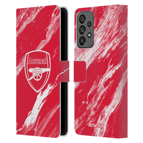 Arsenal FC Crest Patterns Red Marble Leather Book Wallet Case Cover For Samsung Galaxy A73 5G (2022)