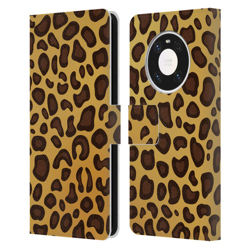 Haroulita Animal Prints Leopard Leather Book Wallet Case Cover For Huawei Mate 40 Pro 5G