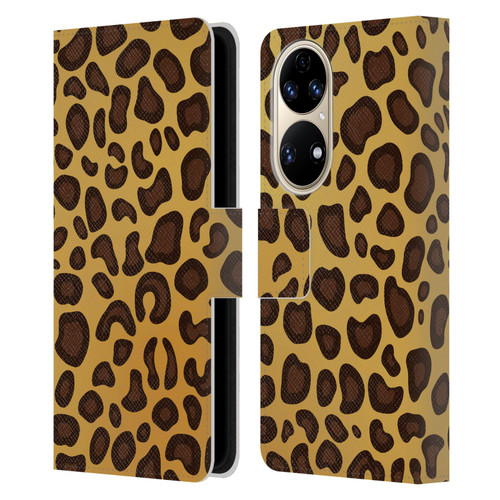Haroulita Animal Prints Leopard Leather Book Wallet Case Cover For Huawei P50