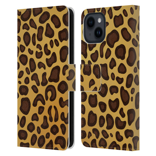 Haroulita Animal Prints Leopard Leather Book Wallet Case Cover For Apple iPhone 15
