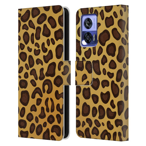 Haroulita Animal Prints Leopard Leather Book Wallet Case Cover For Motorola Edge 30 Neo 5G