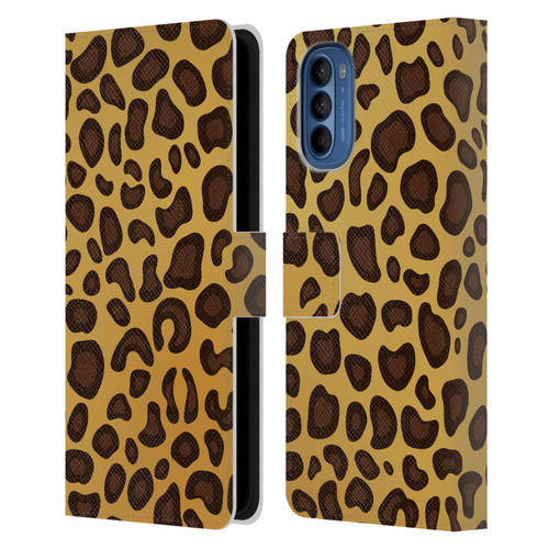 Haroulita Animal Prints Leopard Leather Book Wallet Case Cover For Motorola Moto G41