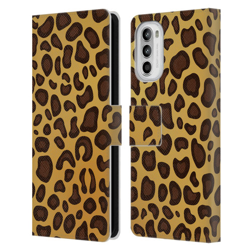 Haroulita Animal Prints Leopard Leather Book Wallet Case Cover For Motorola Moto G52