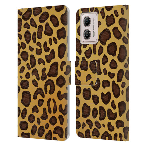 Haroulita Animal Prints Leopard Leather Book Wallet Case Cover For Motorola Moto G53 5G