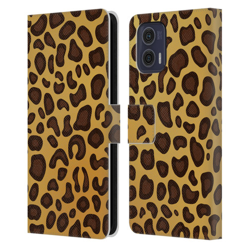 Haroulita Animal Prints Leopard Leather Book Wallet Case Cover For Motorola Moto G73 5G