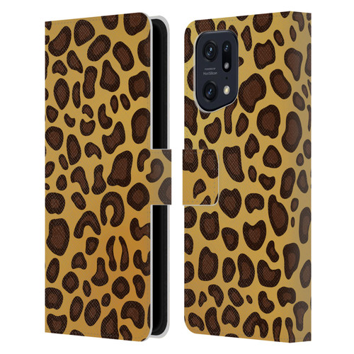 Haroulita Animal Prints Leopard Leather Book Wallet Case Cover For OPPO Find X5