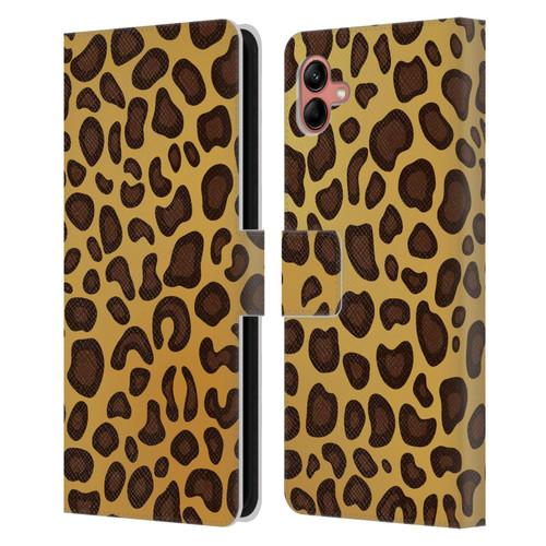 Haroulita Animal Prints Leopard Leather Book Wallet Case Cover For Samsung Galaxy A04 (2022)