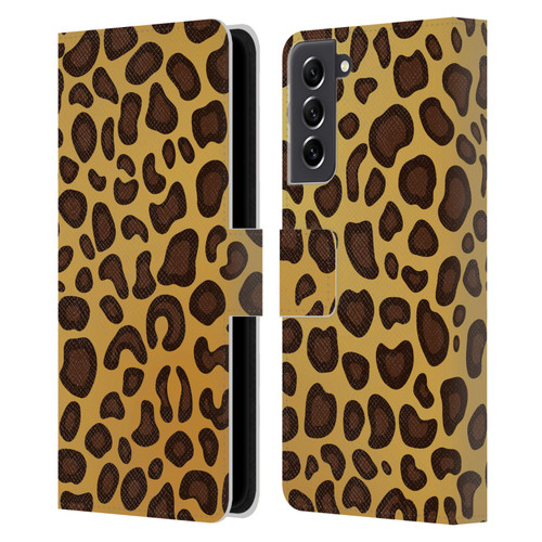 Haroulita Animal Prints Leopard Leather Book Wallet Case Cover For Samsung Galaxy S21 FE 5G