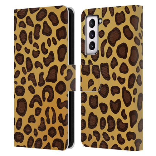 Haroulita Animal Prints Leopard Leather Book Wallet Case Cover For Samsung Galaxy S21 5G