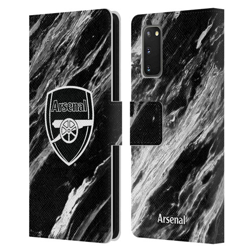 Arsenal FC Crest Patterns Marble Leather Book Wallet Case Cover For Samsung Galaxy S20 / S20 5G