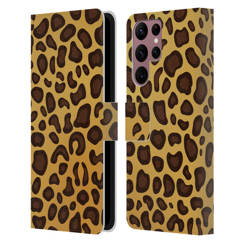 Haroulita Animal Prints Leopard Leather Book Wallet Case Cover For Samsung Galaxy S22 Ultra 5G
