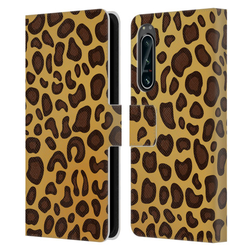 Haroulita Animal Prints Leopard Leather Book Wallet Case Cover For Sony Xperia 5 IV