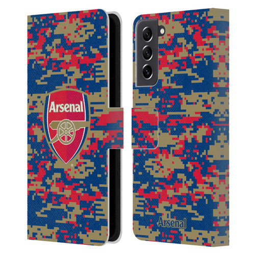 Arsenal FC Crest Patterns Digital Camouflage Leather Book Wallet Case Cover For Samsung Galaxy S21 FE 5G