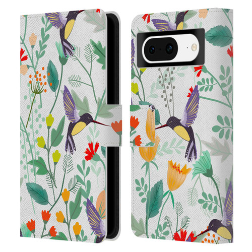 Haroulita Birds And Flowers Hummingbirds Leather Book Wallet Case Cover For Google Pixel 8