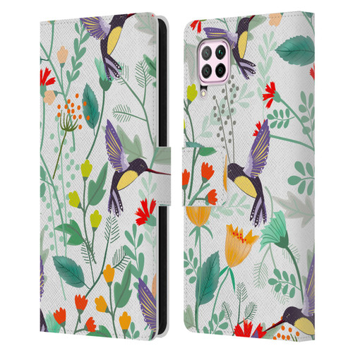 Haroulita Birds And Flowers Hummingbirds Leather Book Wallet Case Cover For Huawei Nova 6 SE / P40 Lite