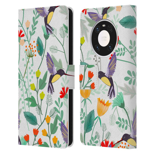 Haroulita Birds And Flowers Hummingbirds Leather Book Wallet Case Cover For Huawei Mate 40 Pro 5G