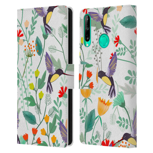 Haroulita Birds And Flowers Hummingbirds Leather Book Wallet Case Cover For Huawei P40 lite E