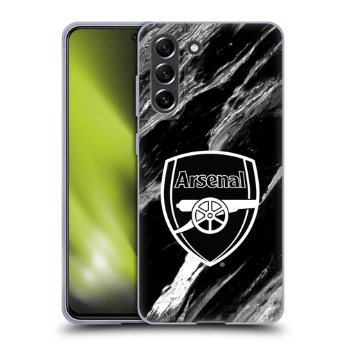 Arsenal FC Crest Patterns Marble Soft Gel Case for Samsung Galaxy S21 FE 5G