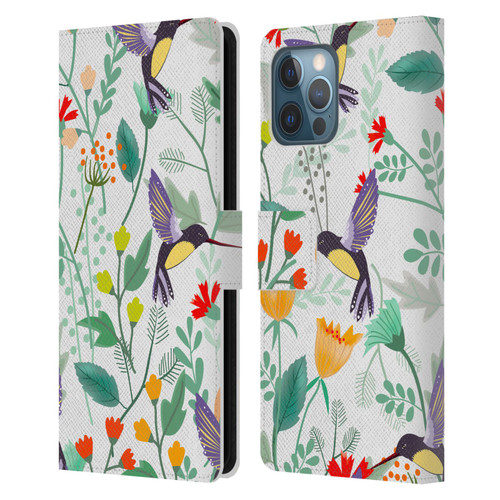 Haroulita Birds And Flowers Hummingbirds Leather Book Wallet Case Cover For Apple iPhone 12 Pro Max